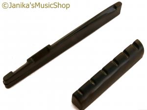 BLACK PLASTIC ACOUSTIC GUITAR BRIDGE SADDLE AND NUT